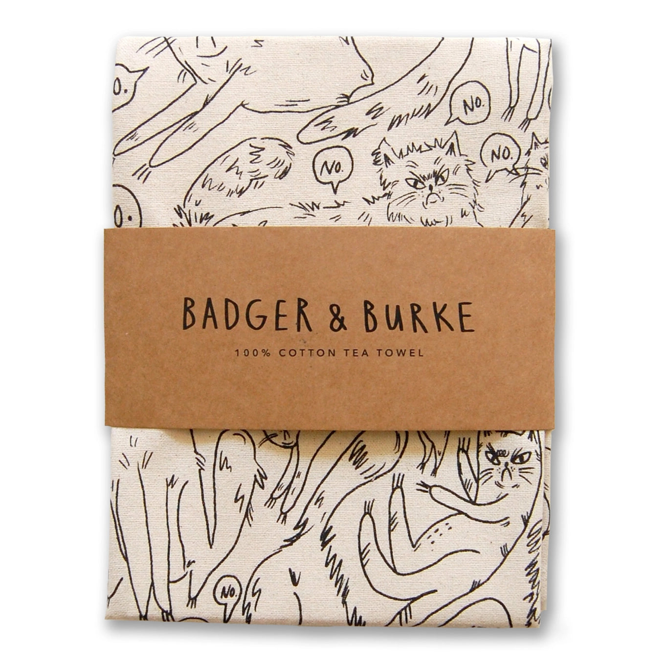 BADGER & BURKE Snitty Kitty "No No No" Tea Towel