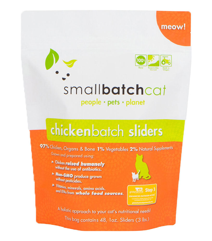 SMALL BATCH Frozen Chicken Sliders for Cats, 1.36kg (3lb)