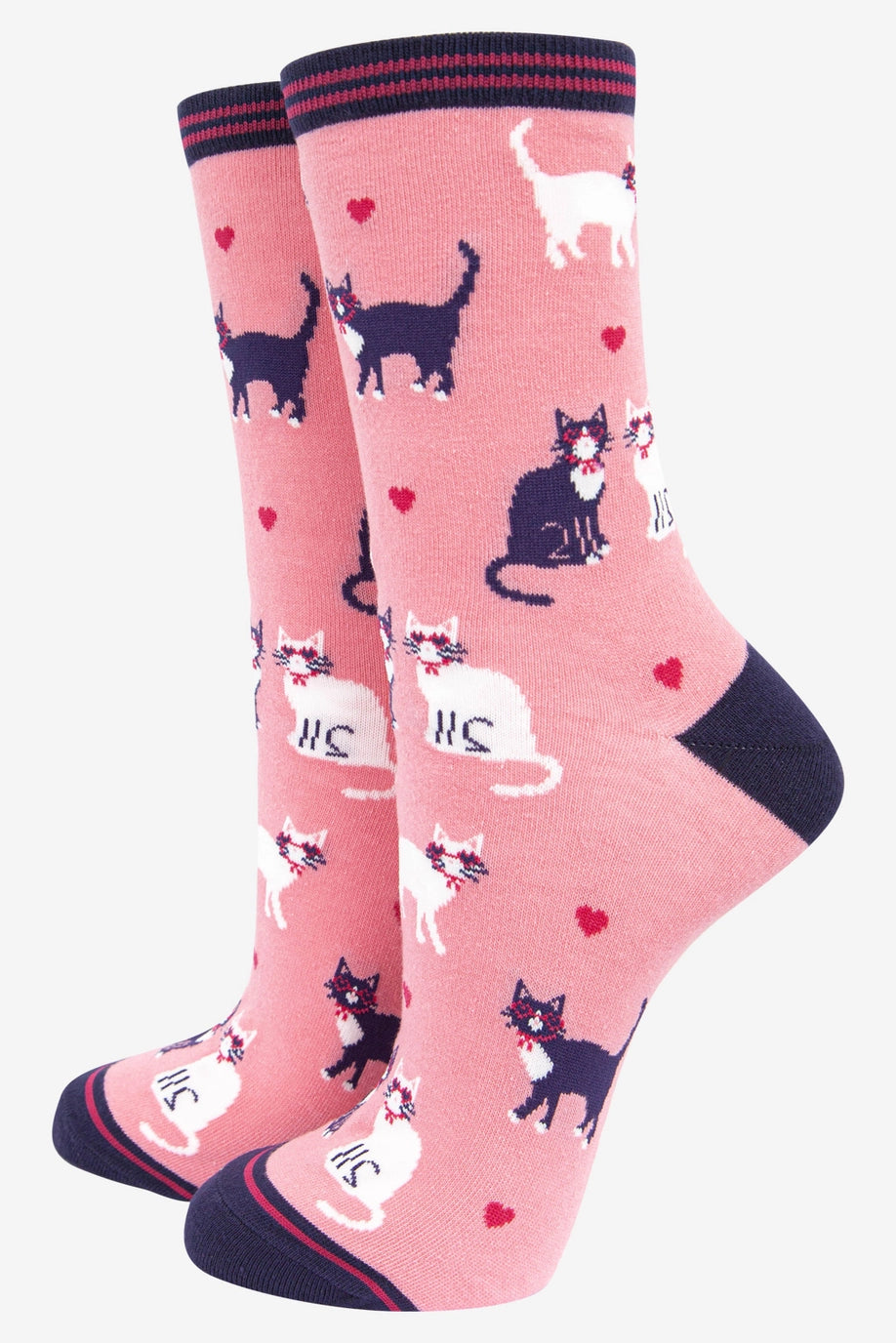 SOCK TALK Cats in Love Pink Socks