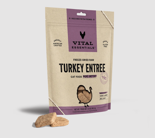 VITAL ESSENTIALS Freeze-Dried Turkey Mini Patties, 227g (8oz)