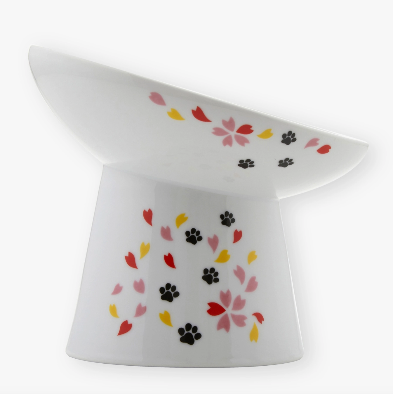 NECOICHI Tilted Stress-Free Raised Bowl, Sakura Edition
