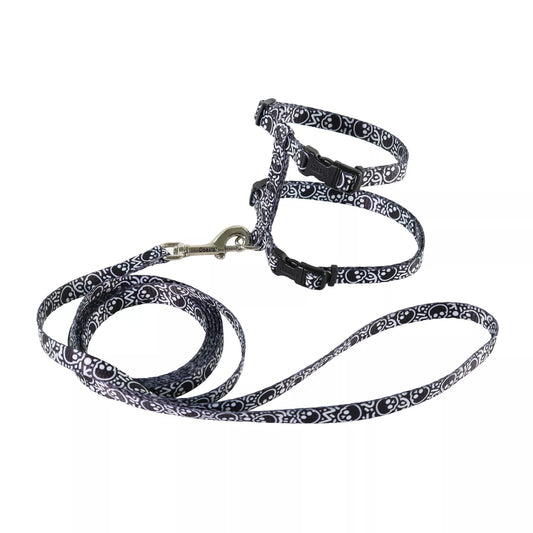 COASTAL Figure H Fashion Cat Adjustable Harness & Leash Black Skulls