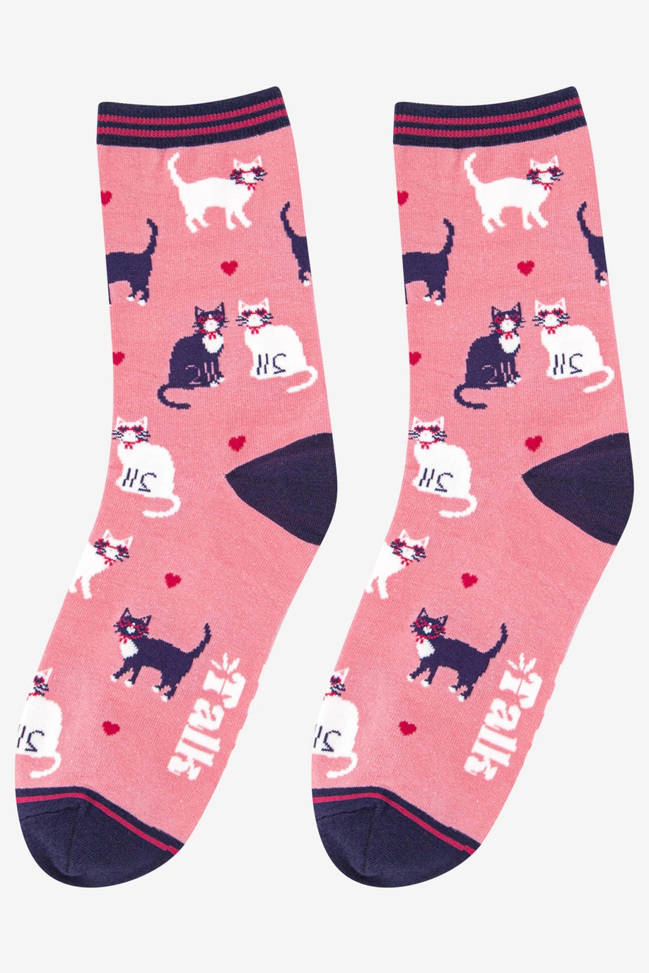 SOCK TALK Cats in Love Pink Socks