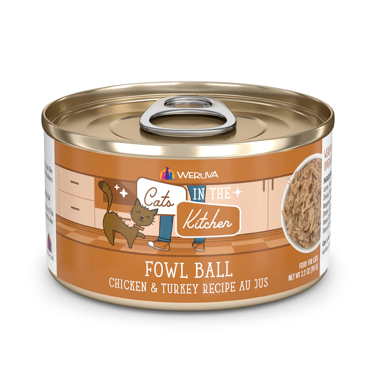 CATS IN THE KITCHEN Fowl Ball Chicken and Turkey Au Jus, 90g (3.2oz)