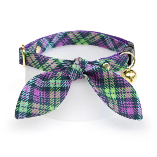 MADE BY CLEO Purple Plaid Collar with Bunny Ear Bow