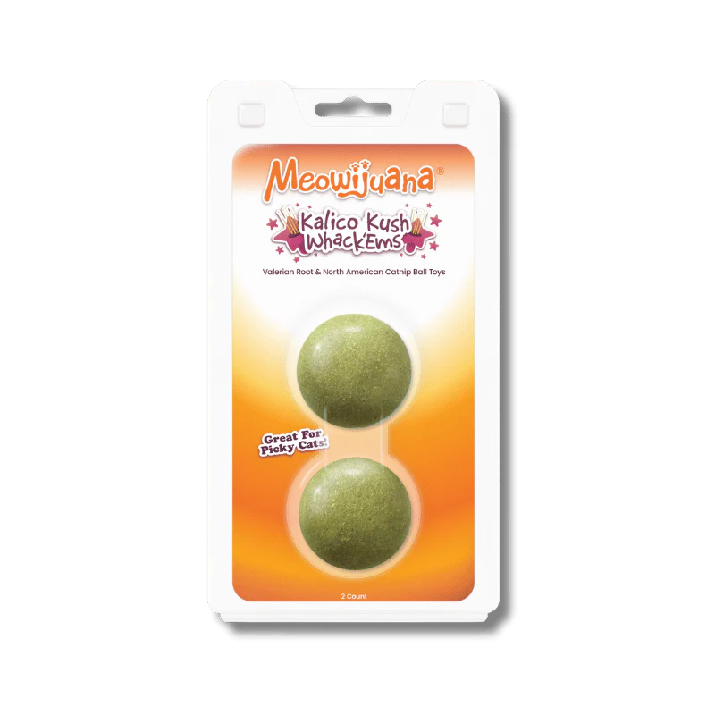 MEOWIJUANA Whack'ems Kalico Kush Valerian & Catnip Balls, 2pk
