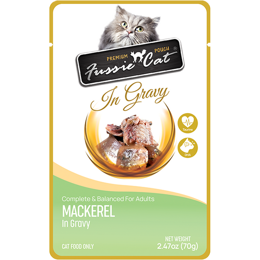 FUSSIE CAT Premium Mackerel in Gravy, 70g (2.47oz)