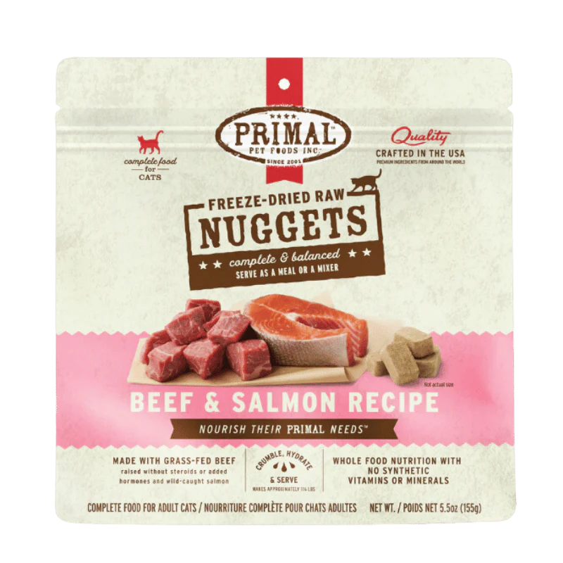 PRIMAL Frozen Raw Beef & Salmon Nuggets, 3lbs