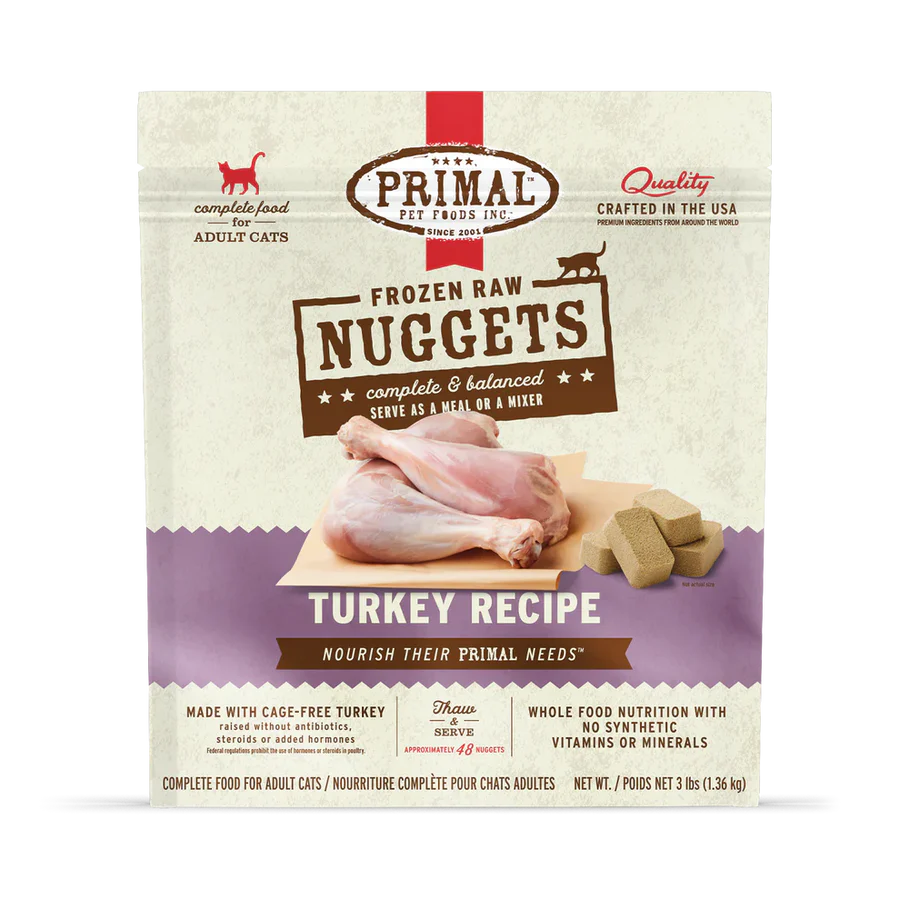 PRIMAL Frozen Raw Turkey Nuggets, 3lbs