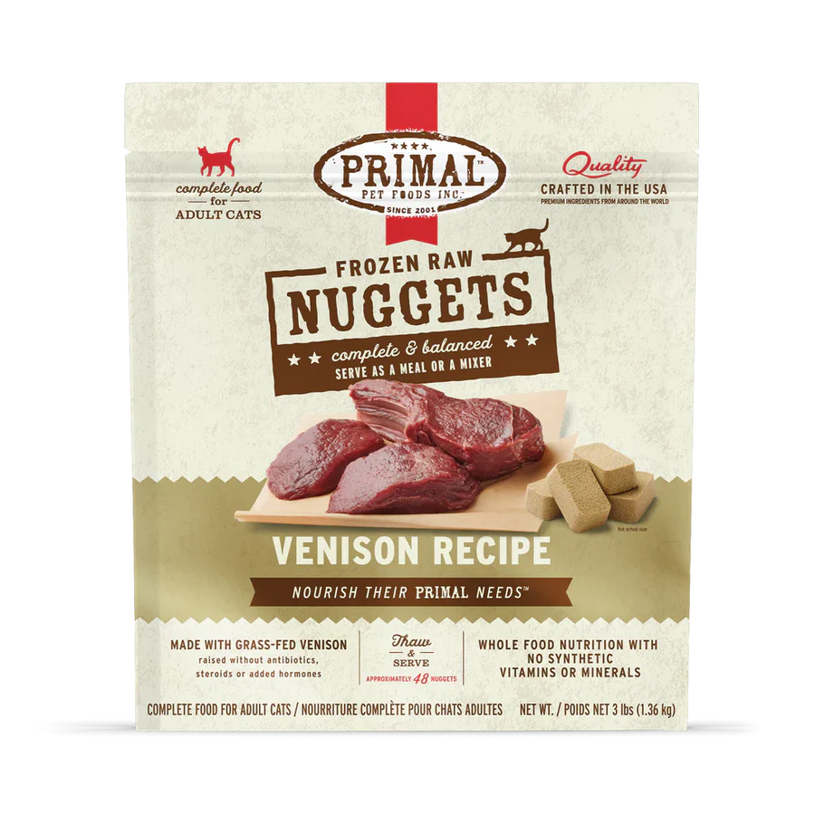 PRIMAL Frozen Raw Venison Nuggets, 3lbs