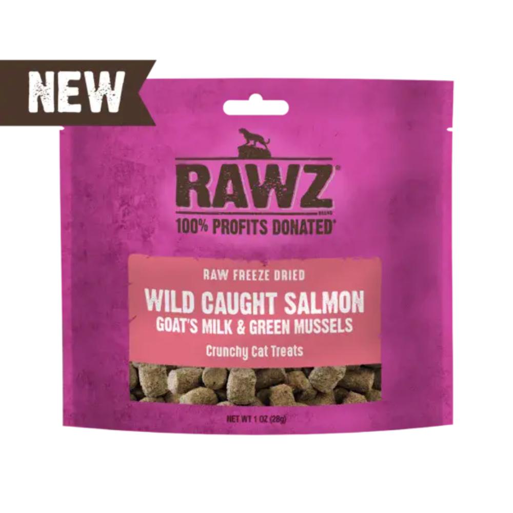 RAWZ Wild Caught Salmon w/Goat's Milk & Green Mussels Freeze Dried Treat, 28g (1oz)