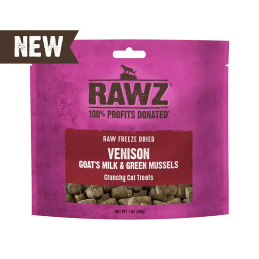 RAWZ Venison w/Goat's Milk & Green Mussels Freeze Dried Treat, 28g (1oz)