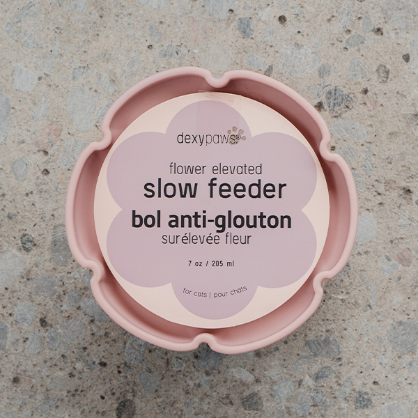DEXYPAWS Elevated Flower Slow Feeder, Blush Pink