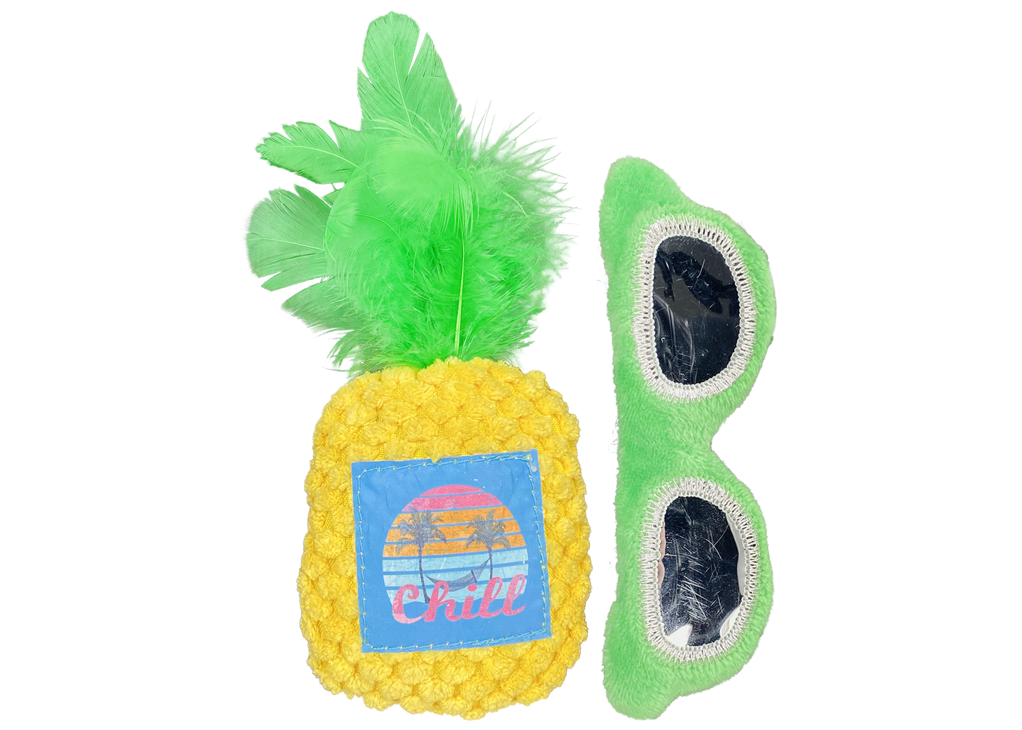 MULTIPET Margaritaville Sunglasses and Pineapple Catnip Toys, 2pk
