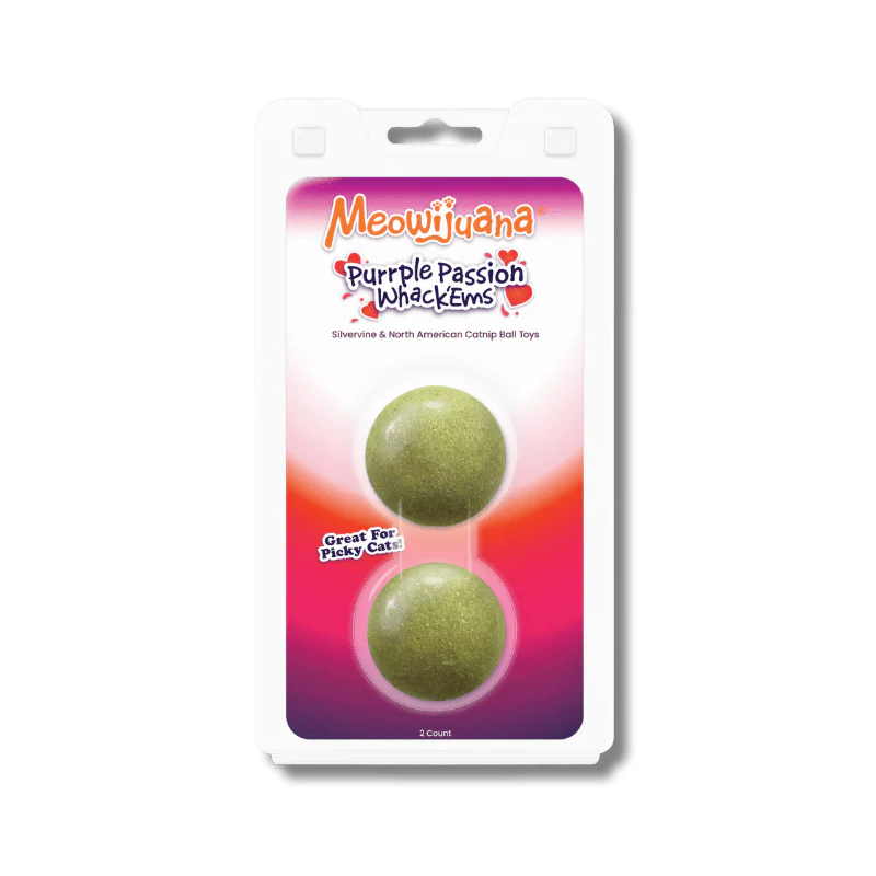 MEOWIJUANA Wack'ems Purple Passion Silvervine & Catnip Balls, 2pk