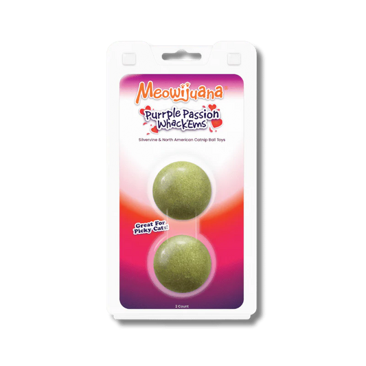 MEOWIJUANA Wack'ems Purple Passion Silvervine & Catnip Balls, 2pk
