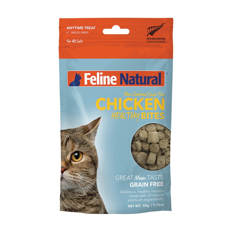 FELINE NATURAL Healthy Bites Freeze-Dried Chicken, 50g (1.76oz)