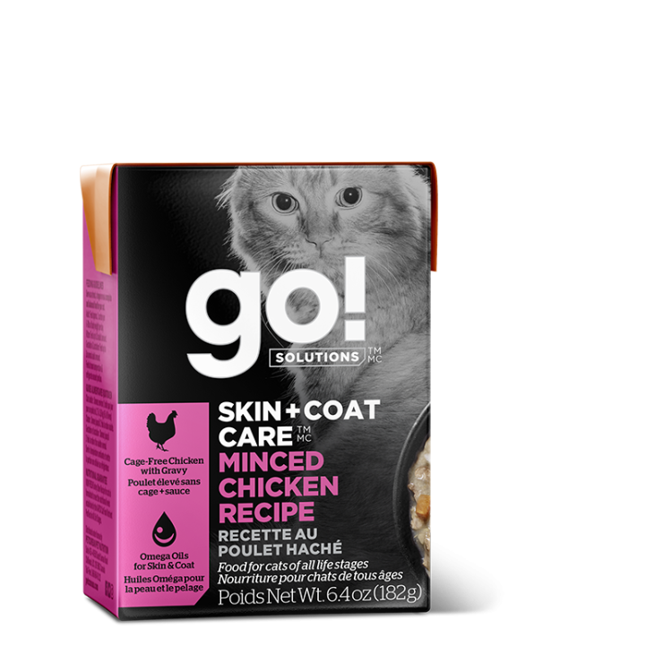 PETCUREAN GO! SOLUTIONS Skin and Coat Care: Minced Chicken with Grains Tetra, 182g (6.4oz)