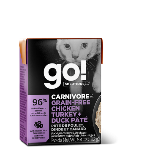 PETCUREAN GO! SOLUTIONS Carnivore: Chicken, Turkey and Duck Pâté Tetra, 182g (6.4oz)