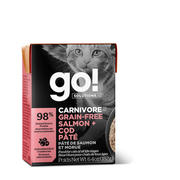 PETCUREAN GO! SOLUTIONS Carnivore: Salmon and Cod Pâté Tetra, 182g (6.4oz)