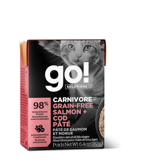 PETCUREAN GO! SOLUTIONS Carnivore: Salmon and Cod Pâté Tetra, 182g (6.4oz)