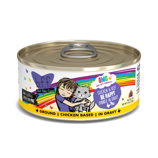 B.F.F. Be Happy Chicken and Beef Dinner in Gravy, 156g (5.5oz)