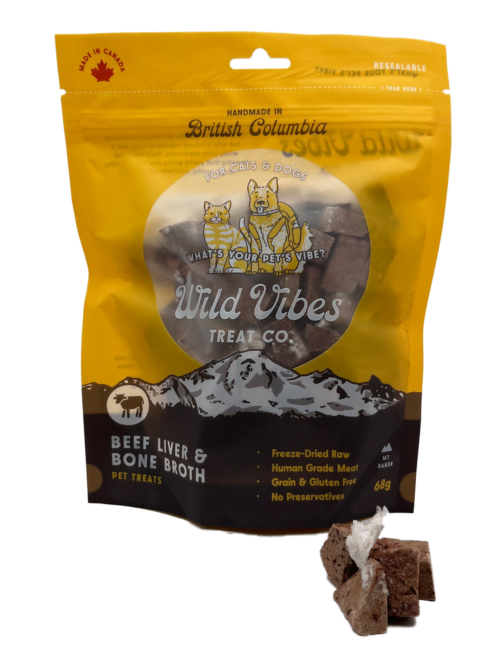 WILD VIBES Beef Liver and Bone Broth Treats, 80g