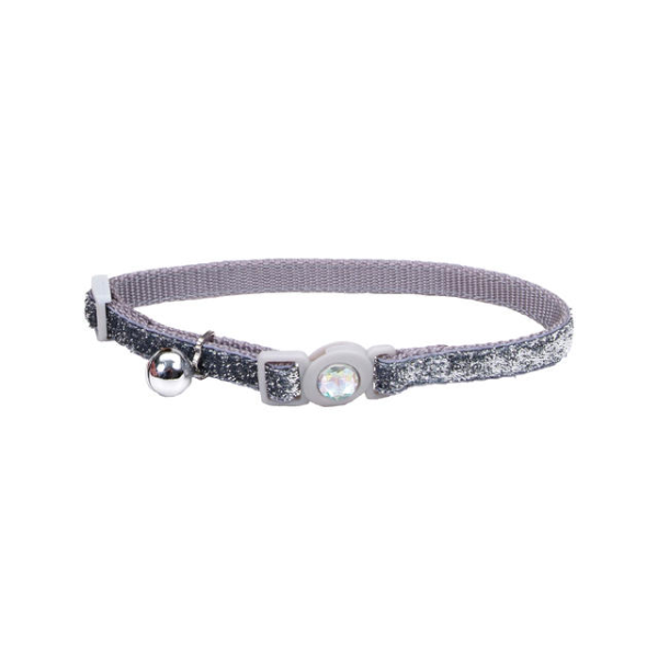 COASTAL SafeCat Jewel Buckle Adjustable Breakaway Collar w/Glitter Silver