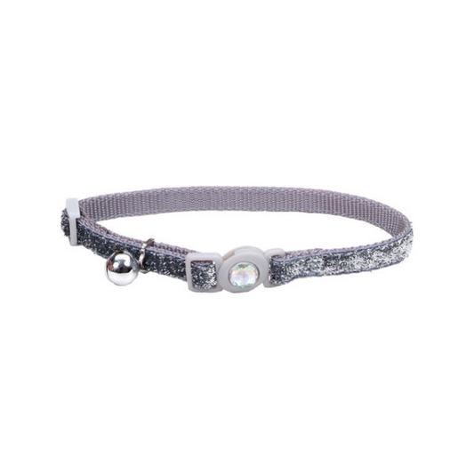 COASTAL SafeCat Jewel Buckle Adjustable Breakaway Collar w/Glitter Silver