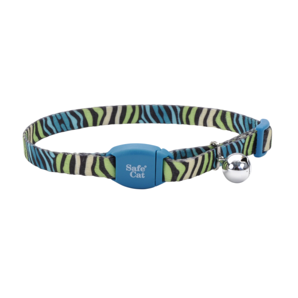 COASTAL SafeCat Breakaway Collar, Teal Zebra