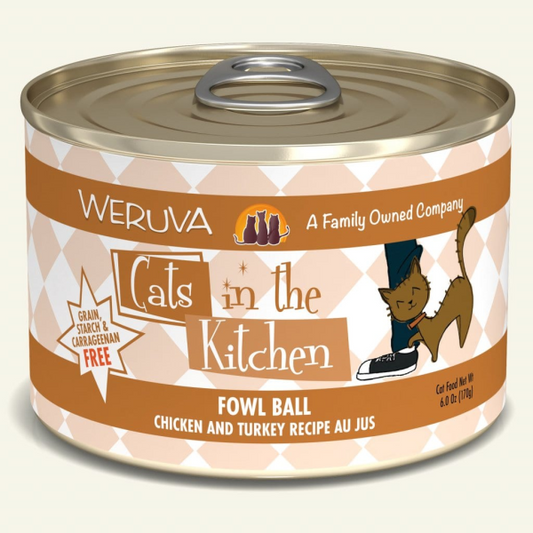 CATS IN THE KITCHEN Fowl Ball Chicken and Turkey Au Jus, 170g (6oz)