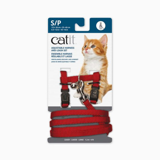 CATIT Adjustable Harness & Leash Set Red, Small
