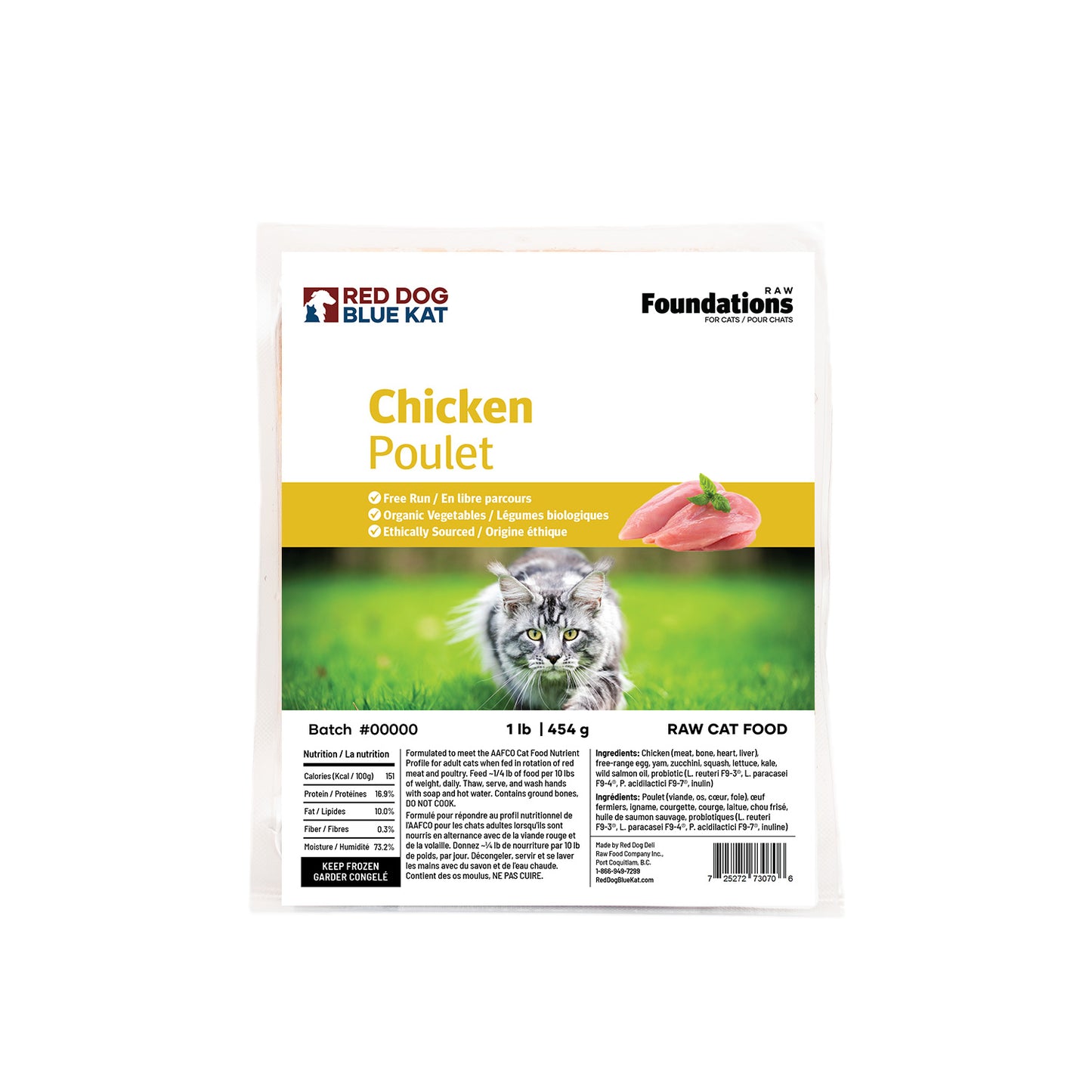 RED DOG BLUE KAT Foundations Chicken Recipe for Cats, 4 x 113g (1/4lb)