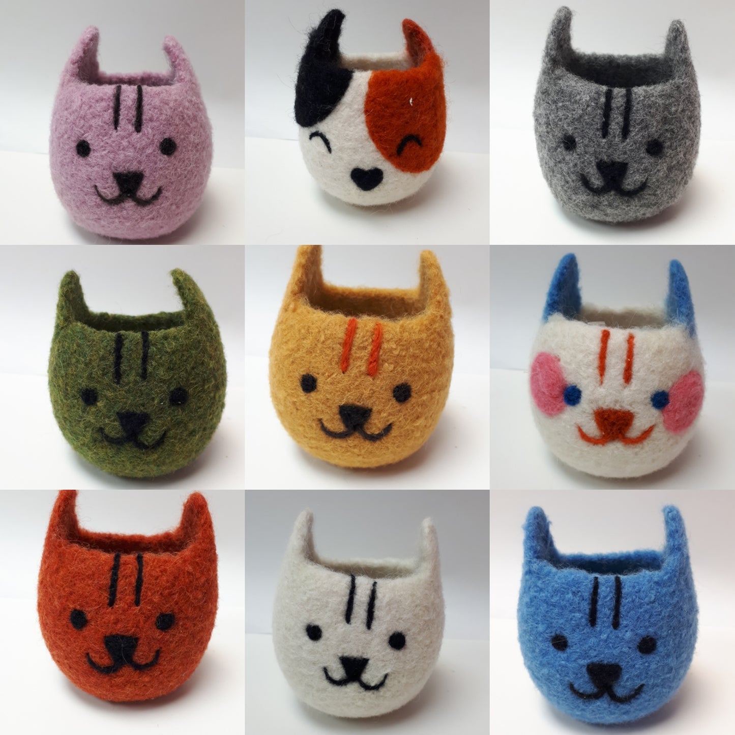 THE YARN KITCHEN Handmade Felted Wool Succulent Planter, assorted colours