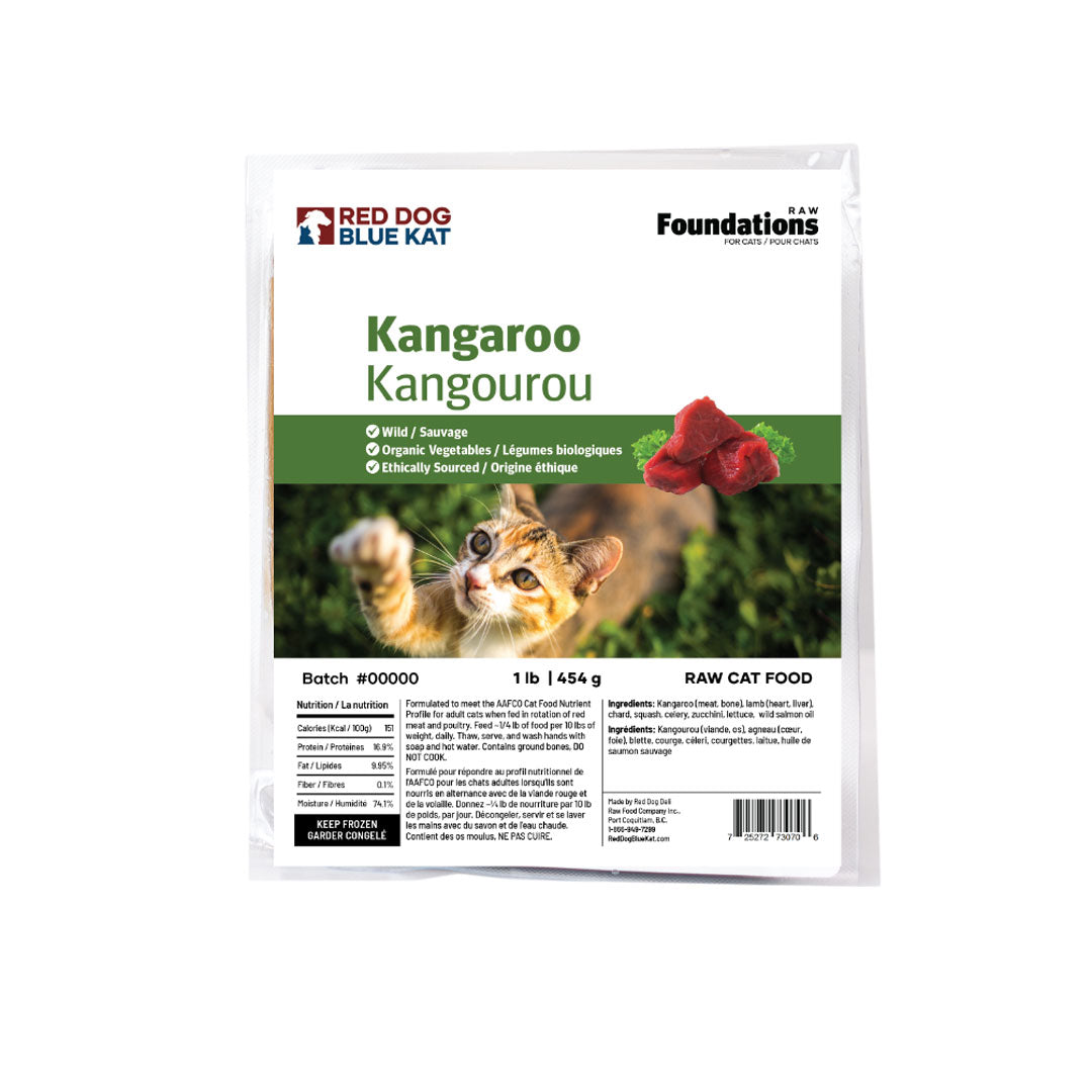 RED DOG BLUE KAT Foundations Kangaroo Recipe for Cats, 4 x 1/4lb.