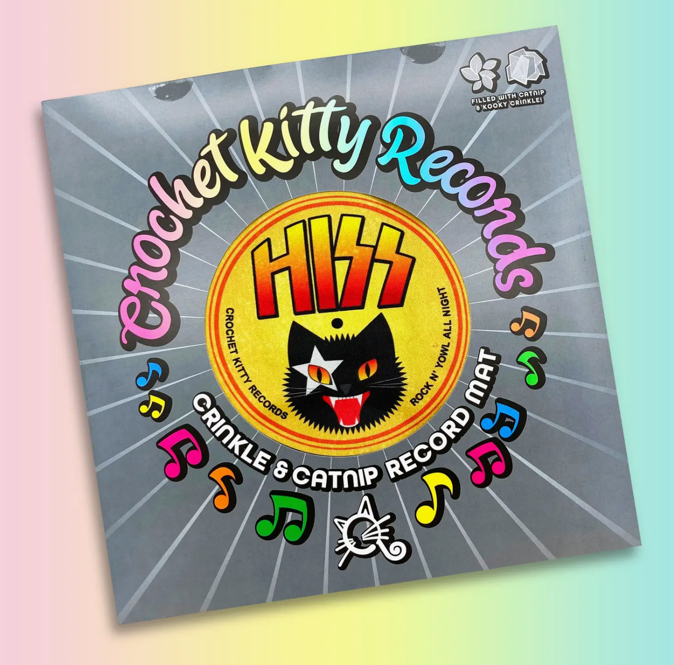 CROCHET KITTY Catnip & Crinkle Vinyl Record Cat Mat *CLEARANCE SALE*