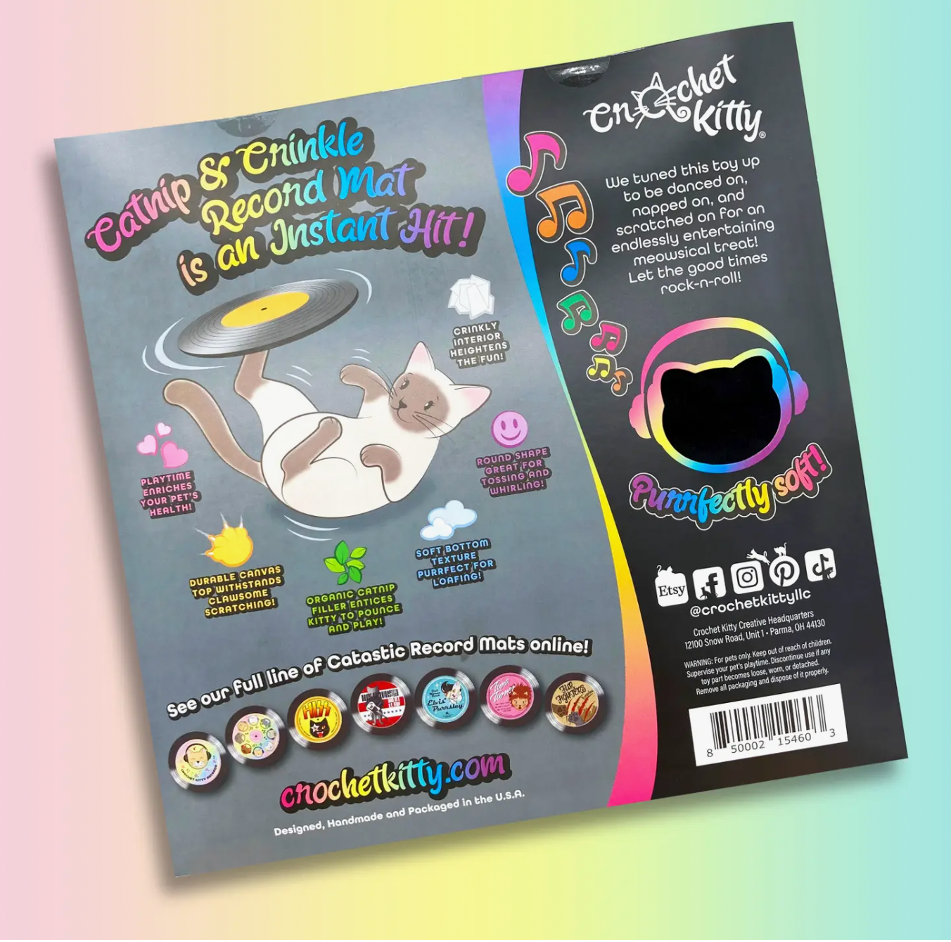 CROCHET KITTY Catnip & Crinkle Vinyl Record Cat Mat *CLEARANCE SALE*