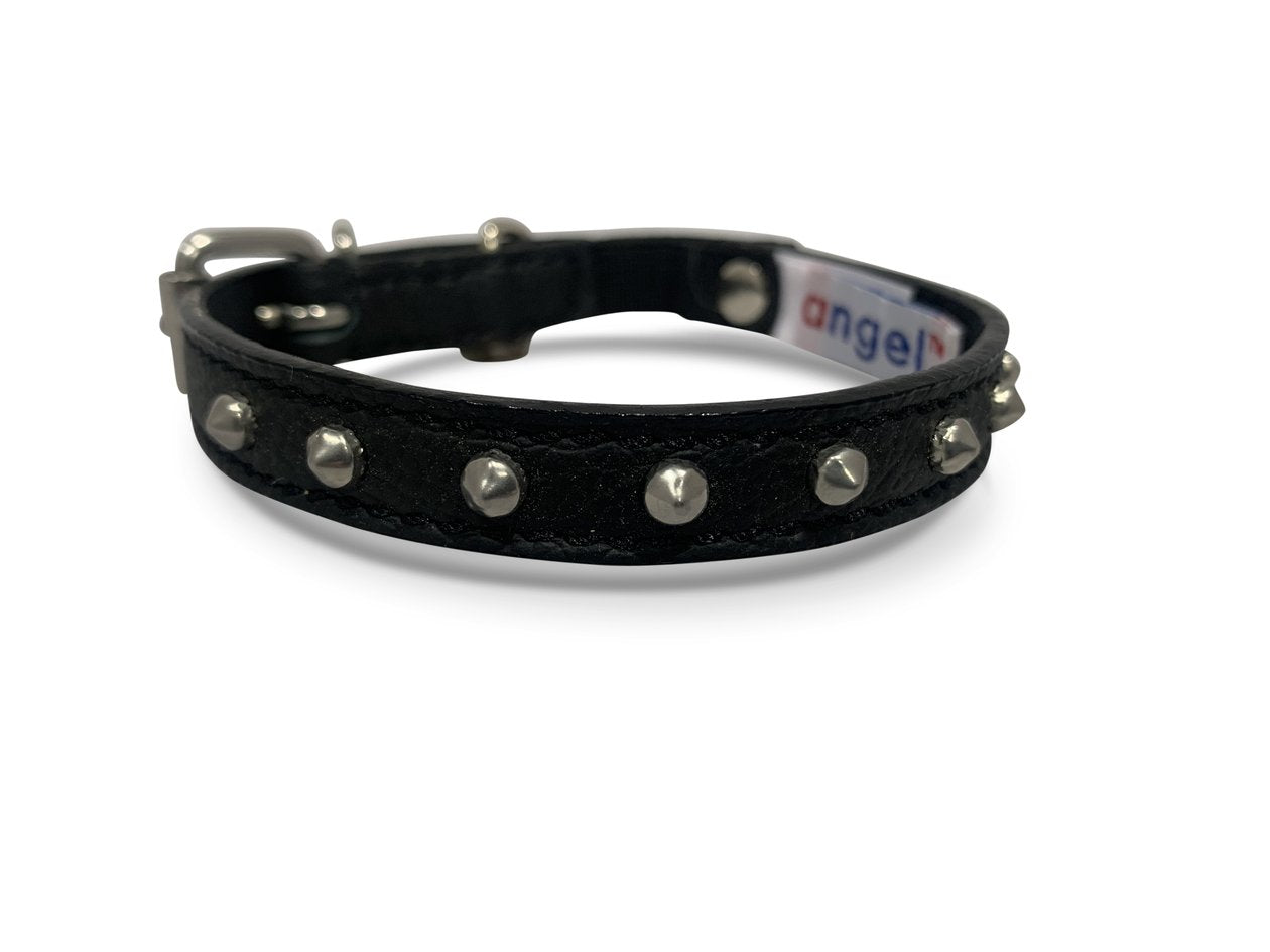ANGEL Studded Leather Collar, Midnight Black