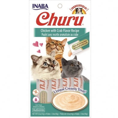 INABA Churu Puree 4pk Chicken w Crab Happy Cat Feline Essentials