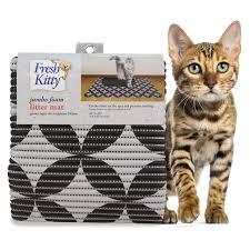FRESH KITTY Jumbo Foam Litter Mat Grey Circles, 40"x25"