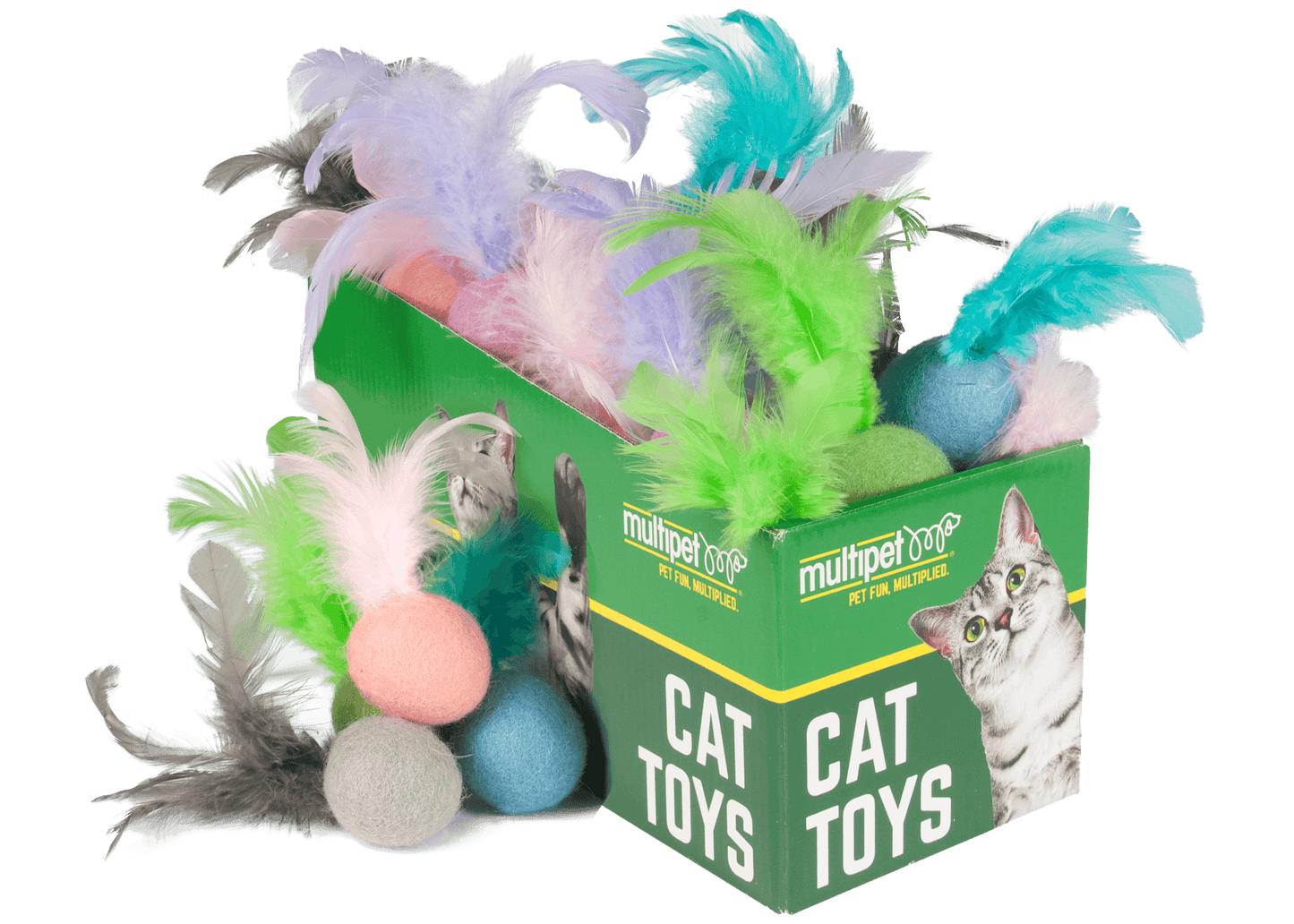 MULTIPET Felt Ball w/Feathers, assorted colours