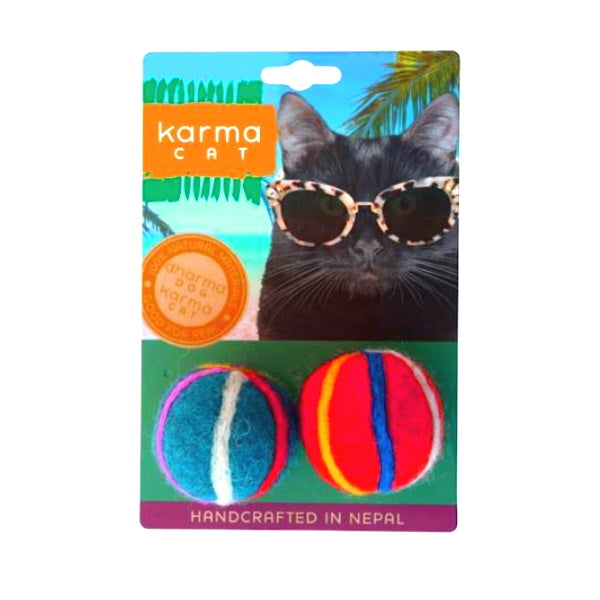 KARMA CAT Felted Wool Beach Ball, 2pk