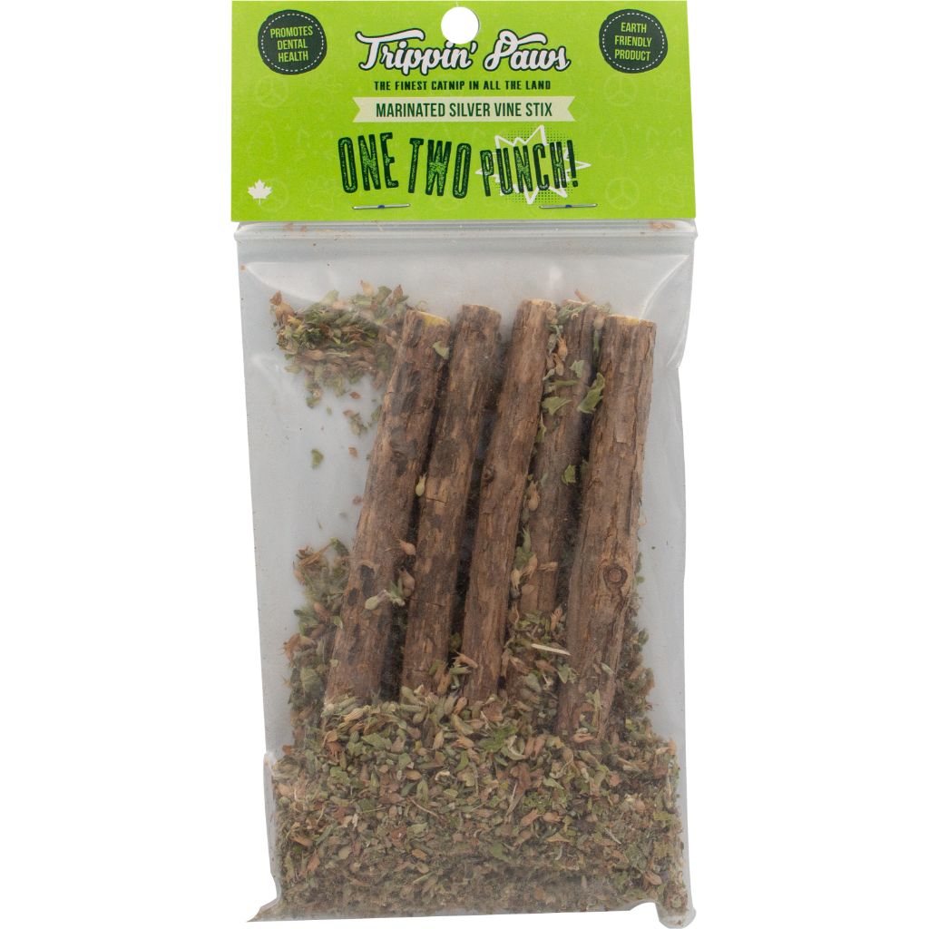TRIPPIN' PAWS One/Two Punch Silver Vine Sticks in Catnip