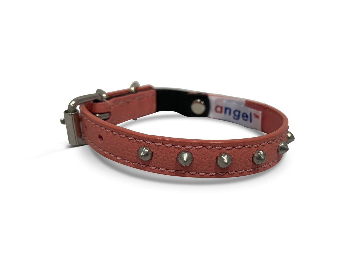 ANGEL Studded Leather Collar, Bubblegum Pink