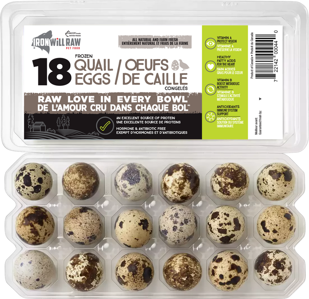 IRON WILL RAW Frozen Quail Eggs, 18ct