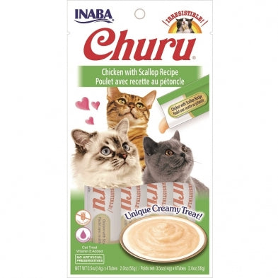 INABA Churu Puree 4pk, Chicken w/Scallop