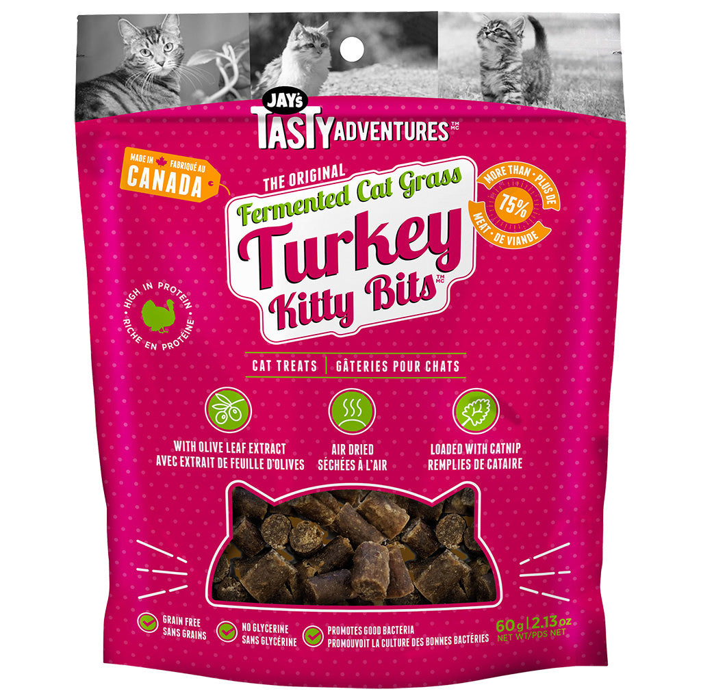 JAY'S Fermented Cat Grass Turkey Kitty Bits, 60g