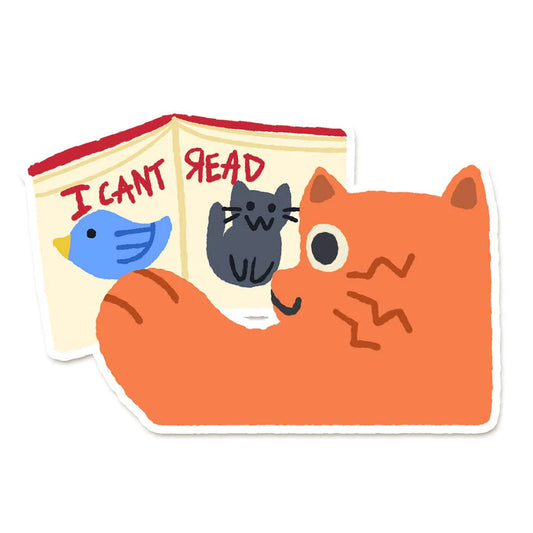MAOFRIENDS "I can't read" Orange Cat Sticker