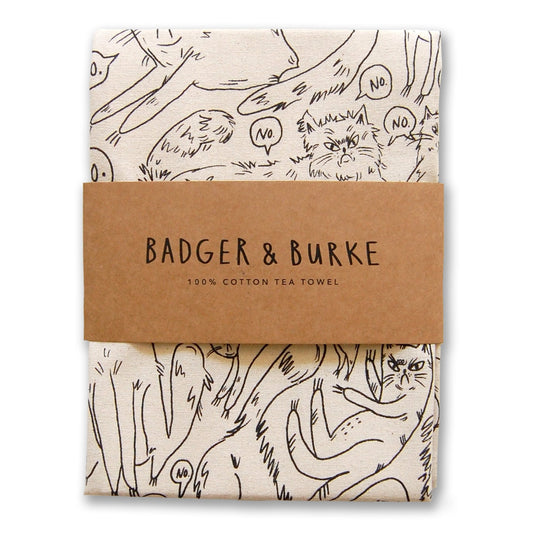 BADGER & BURKE Snitty Kitty "No No No" Tea Towel