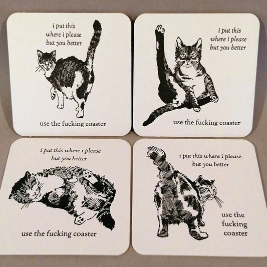 RX LETTERPRESS  Use The F***ing Coasters, set of 4